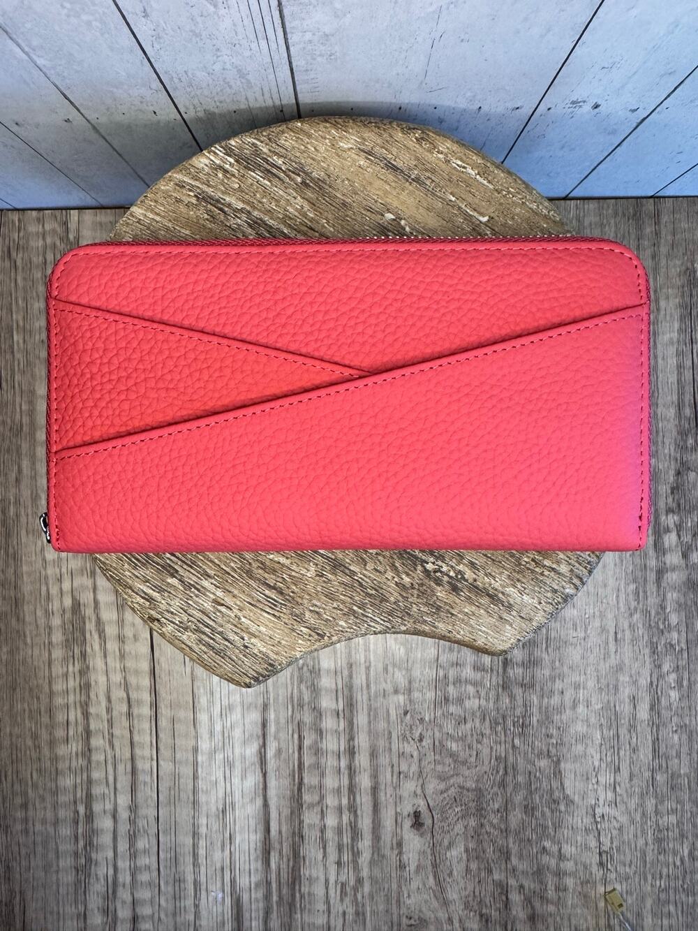 Pink Wallet Criss Cross Pocket Long Wallet Bright Pink Accessories Card Holder